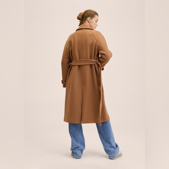 Mango MNG woolen coat with belt bloggers influencer favorite - Picture 3 of 16